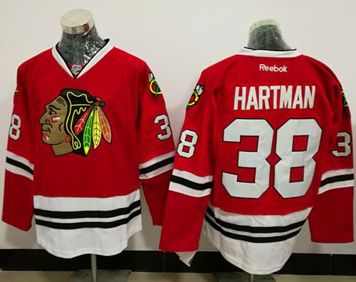 Blackhawks #38 Ryan Hartman Red Stitched NHL Jersey - Click Image to Close